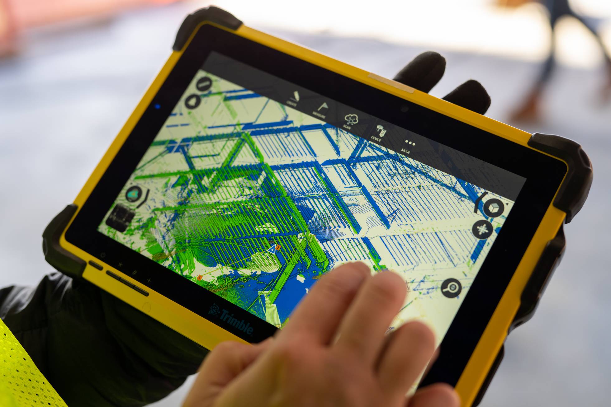 3D map of a jobsite on a industrial tablet