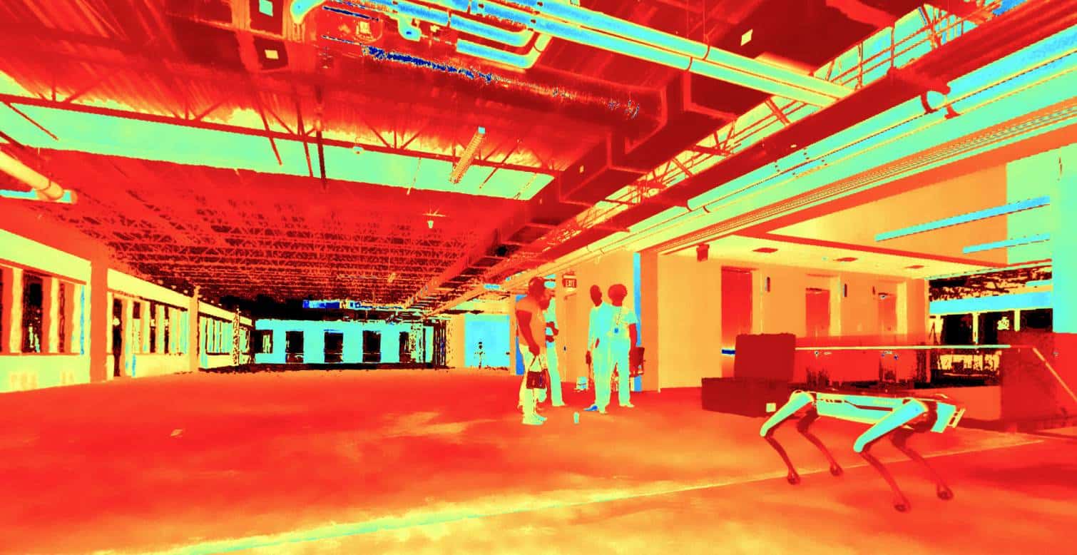 laser scanning image showing Spot and workers